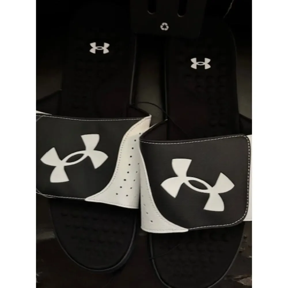 New Men's Armour Ignite Pro Slide Black/White/Black Size 17